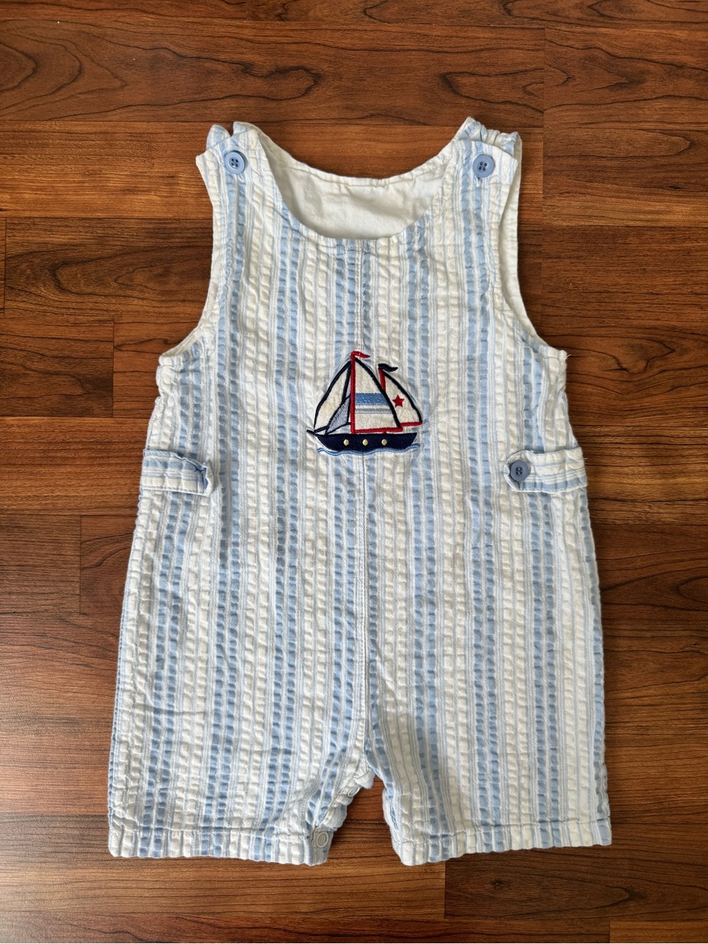 Baby Togs | Vintage Style Seersucker Sailboat Romper